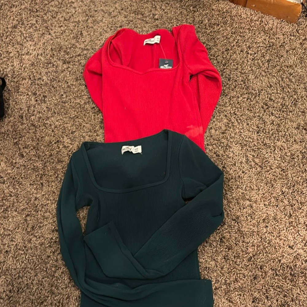 red and green hollister tops